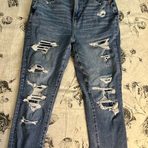 American Eagle Outfitters Blue Skinny Distressed Jeans